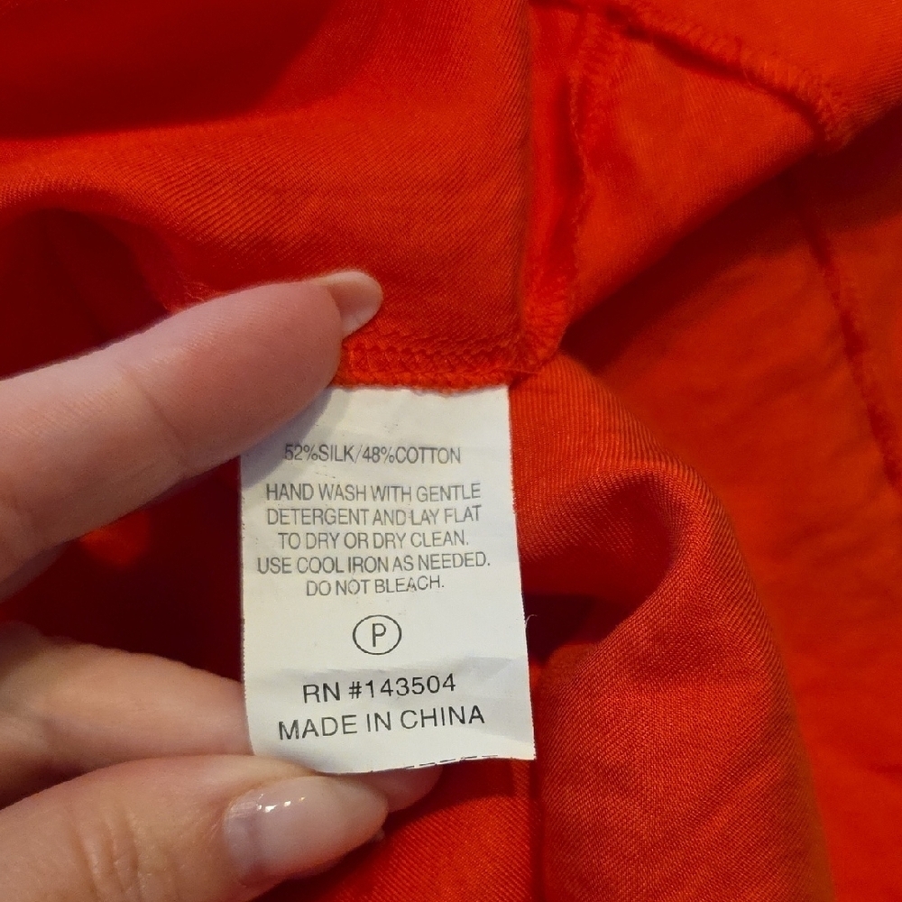 Marie Oliver Red Silk Cotton Ruffle Neck Tank Blouse Feminine Romantic Small - Picture 8 of 9